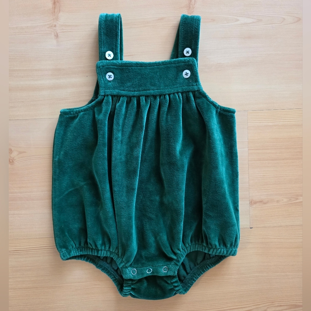 Kate Quinn Cotton Velour Emerald Bubble Romper NWT 18-24